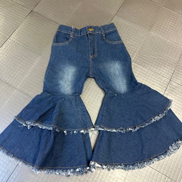 SAMGAMI BABY NEW RUFFLE FLARE JEANS 12-18 MONTHS - Picture 1 of 9